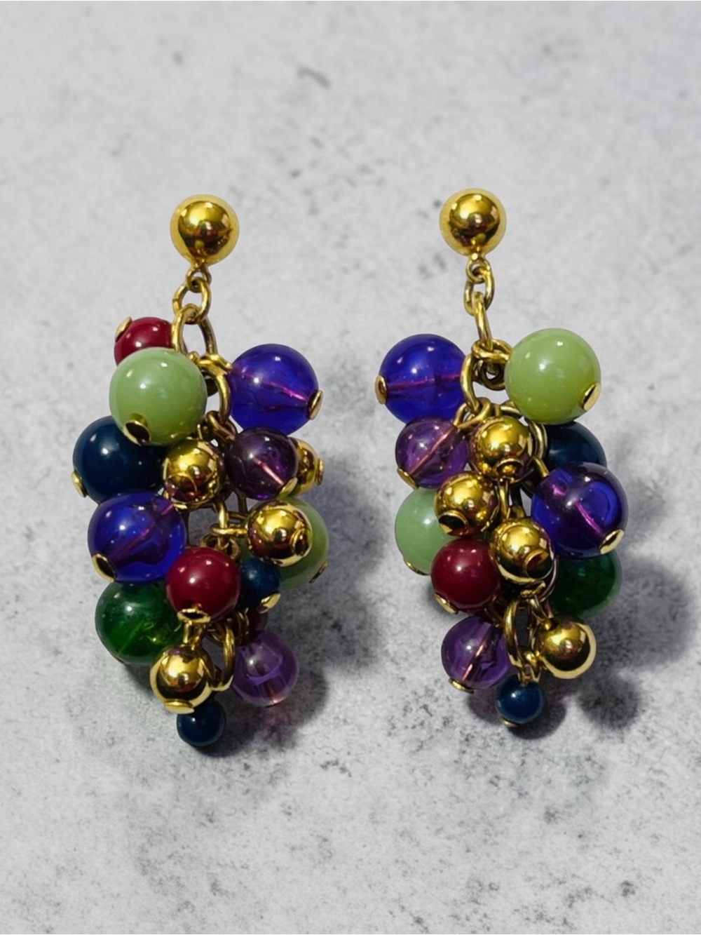 Colorful Beaded Cluster Earrings